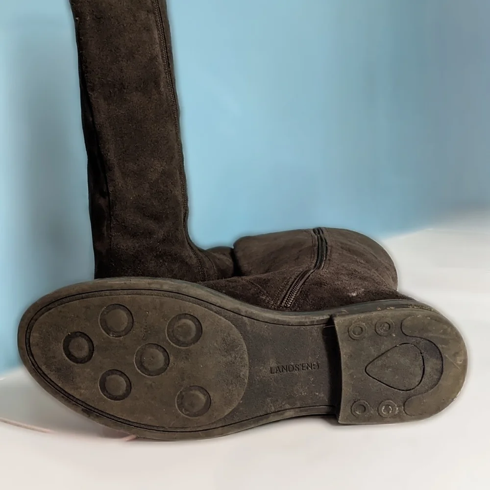 Lands' End Dark Brown Leather Tall Boots Size 7